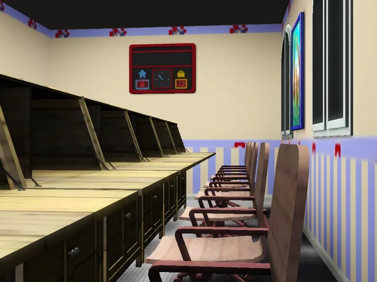 一排書桌和一排椅子？