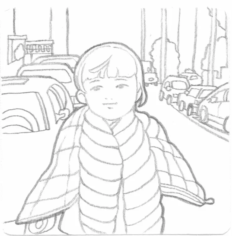 女友的青澀模樣 線稿