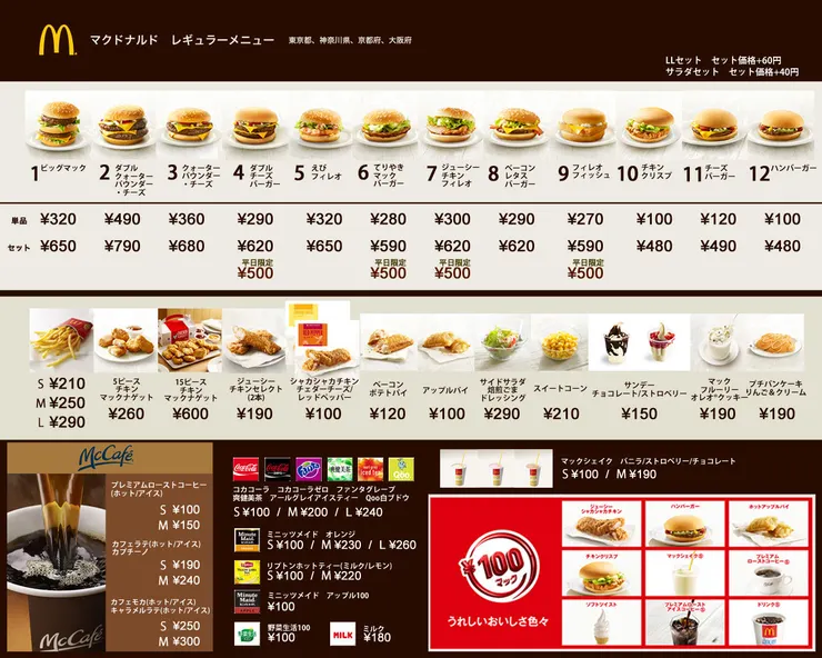 麥當勞菜單（日文官網）