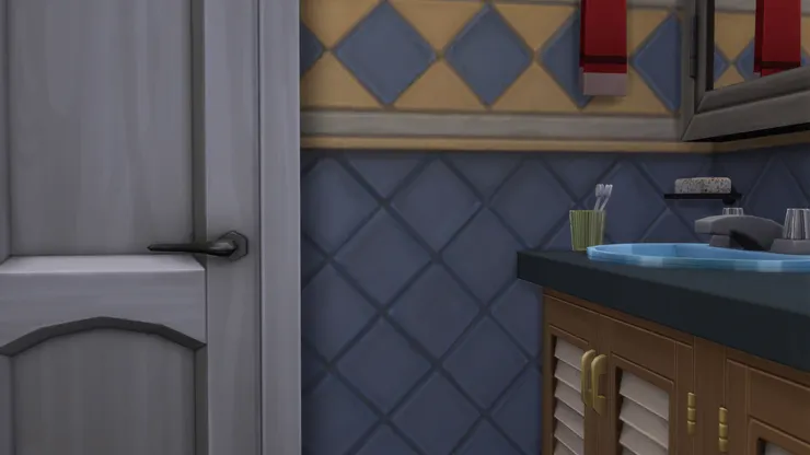 這些瓷磚是原裝的，我看著覺得跟主人房挺相配便沒有更改。