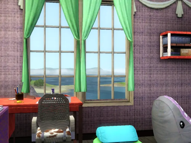 書桌對著無敵海景，棒！這樣唸頭腦也特別清醒。