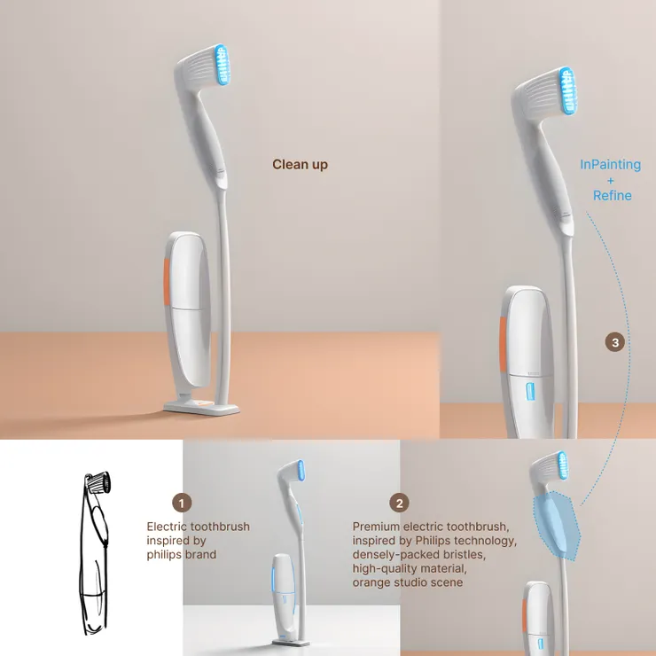 電動牙刷概念化過程 Image by author.