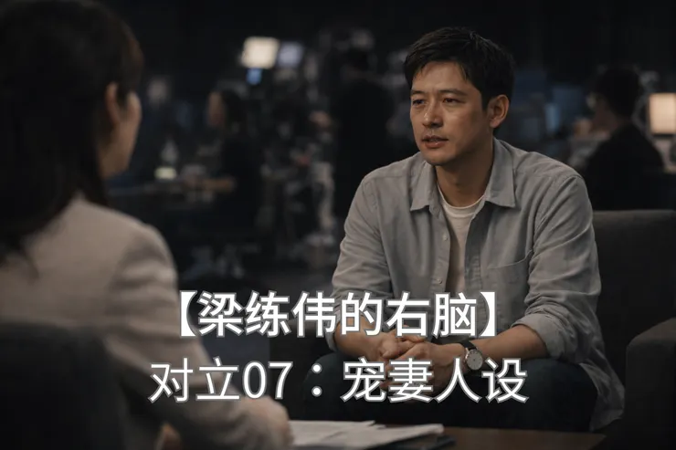 梁练伟在录影棚里平静回答主持人提问