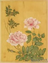 (清)鄒元斗《花卉冊》之牡丹月季 現存國立故宮博物院