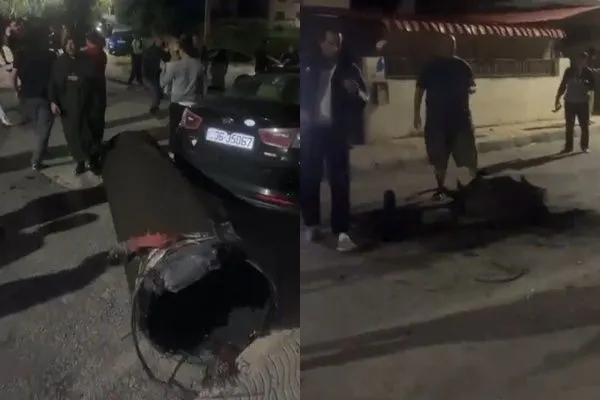 伊朗剛開始發射、約旦開始擊落無人機之前,安曼住宅區發現的飛彈殘骸