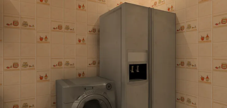 在粉色的廚房內,這個件大型電器可能用白色比較好看,可惜只得灰色。有時買電器就是這樣,不是看外表,而是著重功用。