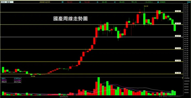 國產(2504)周線走勢圖