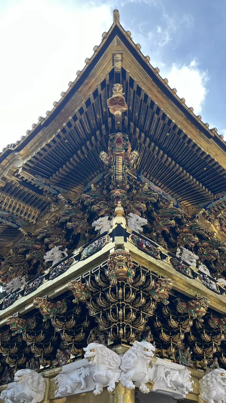 門上密密麻麻排列著數百尊小型人物、神獸、唐獅子、仙人等,每一尊表情動作都不同,是陽明門獨有的特徵。