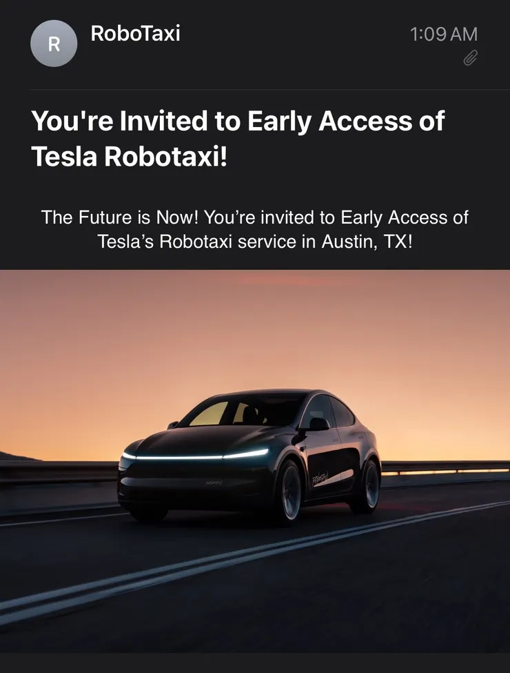 特斯拉 Robotaxi 邀請信件