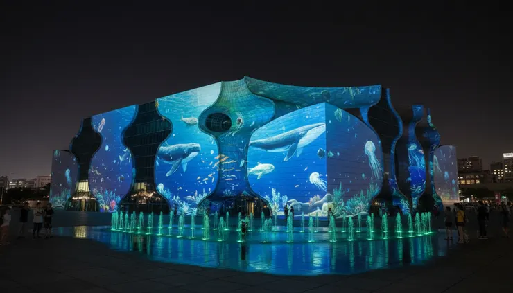 AI rendering of a cultural architecture project created from a Rhino 3D model