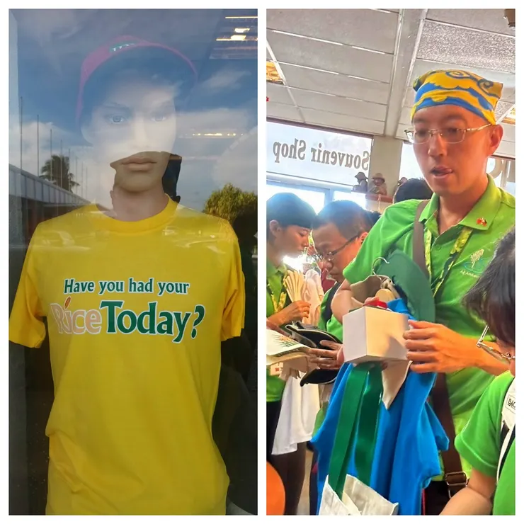 左：你今天稻米了嗎？、右：結帳到吐舌頭的我