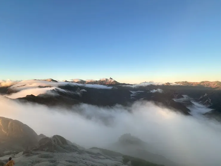 遠處尖形山頭是槍岳