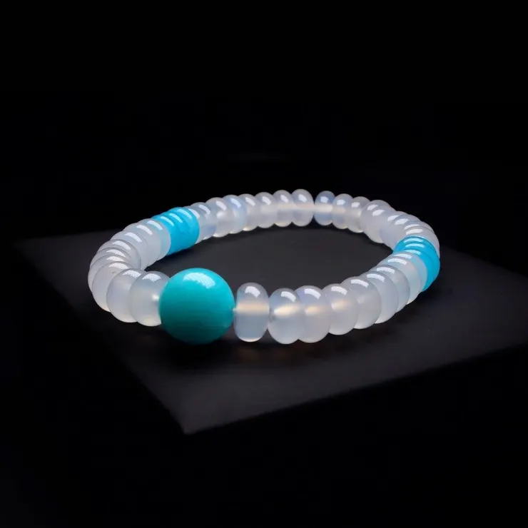 天河石 白瑪瑙 靈源舒心 男士手鍊 QBR-00004