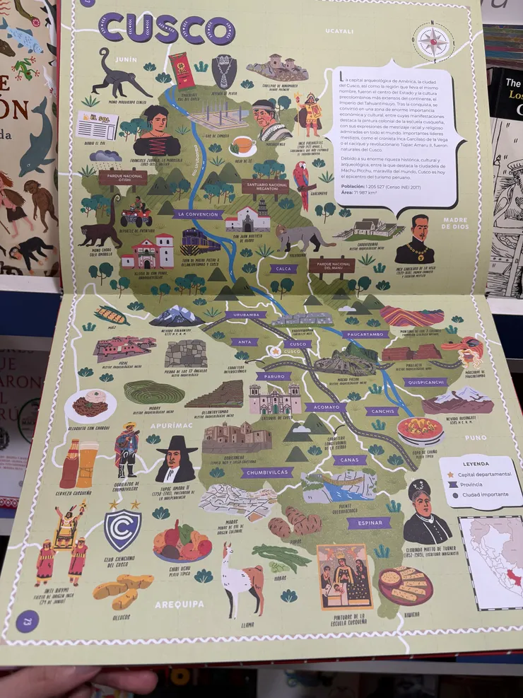 翻到一本畫有秘魯各地特色介紹的繪本
