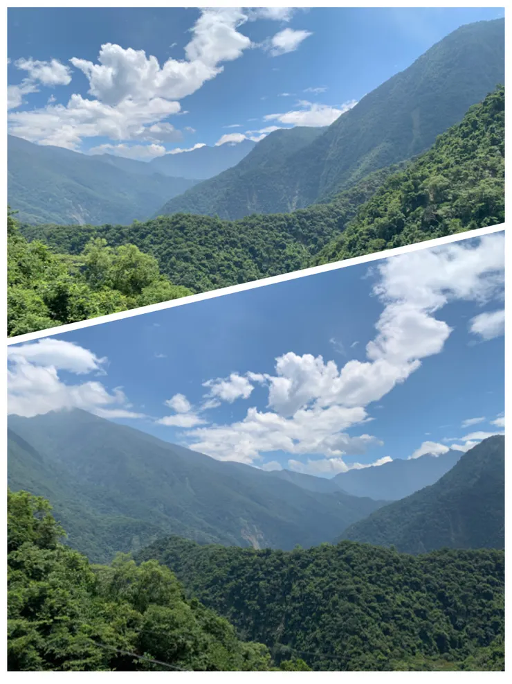 七彩吊橋上面望出去的山景