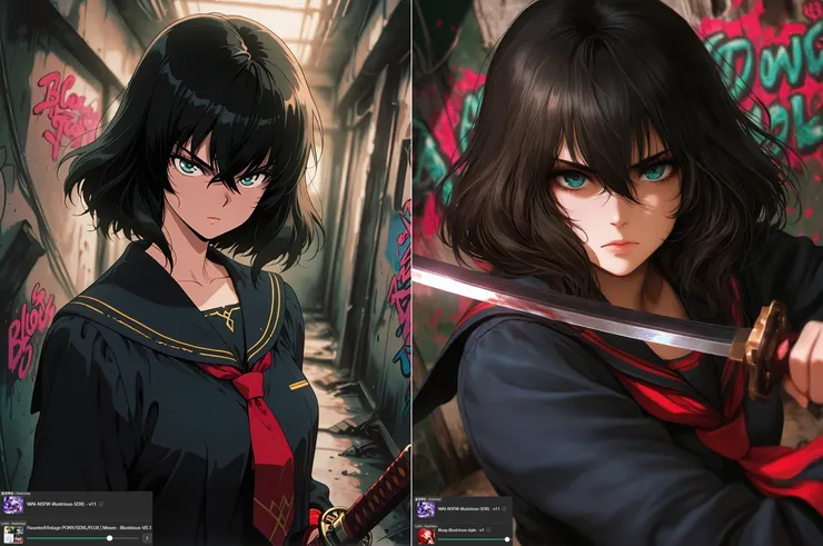 左：HauntedVintage PONY/SDXL/FLUX | Mexes 右：illuxy illustrious style