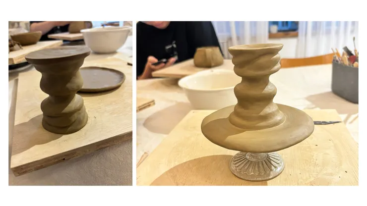 捏小高臺的身體、上下合體。｜2024.10.27攝影