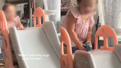 想和貓咪玩 女童拿出一罐骨灰 溜滑梯爆紅 原因曝光全網哭一片
