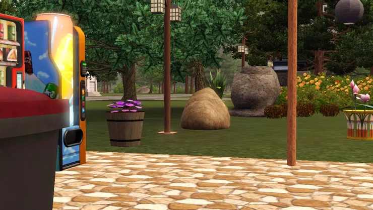 這區域在角落裏，一邊可以看到剛剛的花圃。