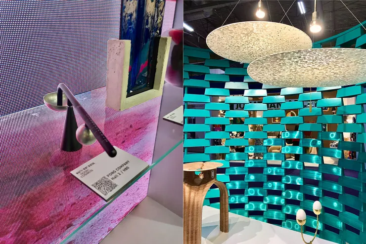 香港設計代表有:Get the Pong(左);Studio Yellowdot(右,吊燈),Studio Ryte (右,凳子)還有 LAAB 建築事務所(右,3D打印結構)。