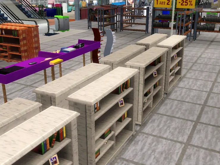 各語言地方的樂譜分別放在不同書架上。