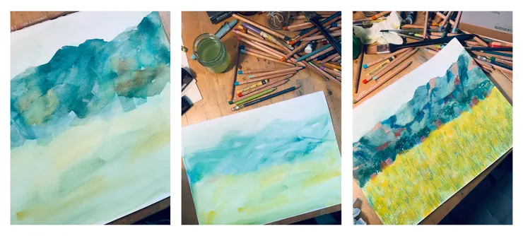 畫畫時的桌子通常都會亂到極致，只留下一個剛好能放紙張的空白而已。