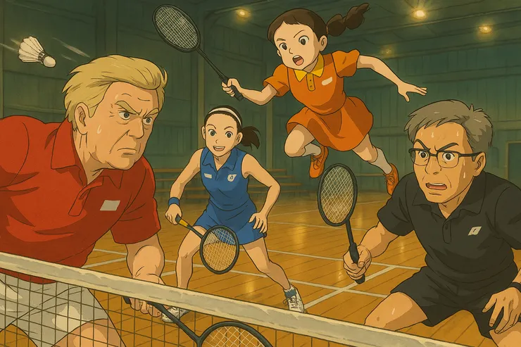 川普還是很搶眼，大家都換上體育服了！