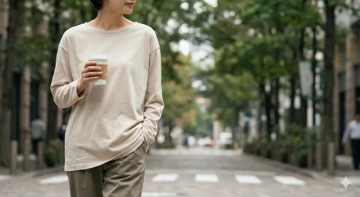 這是一件寬鬆版型的棉質上衣，穿起來不貼身，適合日常、上班、外出。 材質偏柔軟，不是挺版，走自然隨性感。