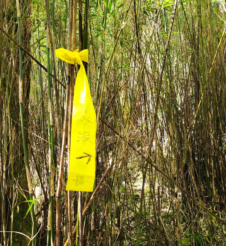 ▲翌日往返火石山時，在下山快到營地時發現此布條（不確定有沒有水）