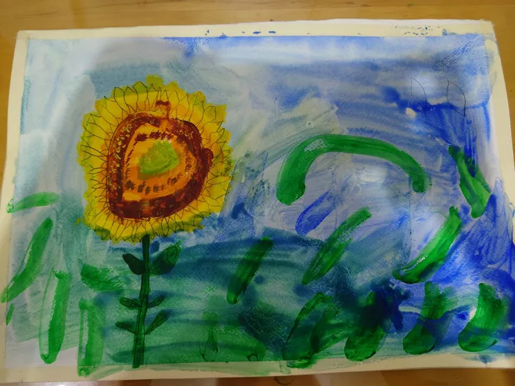 在花的週圍算是有點嘗試漸層,但在葉子就是整個沒耐心.....