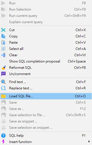 Load SQL file