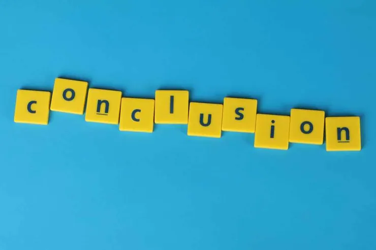 conclusion word formed from lettered yellow tiles