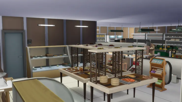 麵包的中間就是數個麵包桌和麵包櫃。