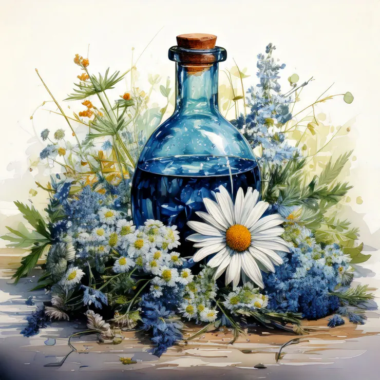 倍半萜烯中最引人注目的便是這呈美麗靛藍色的母菊天藍烴吧!