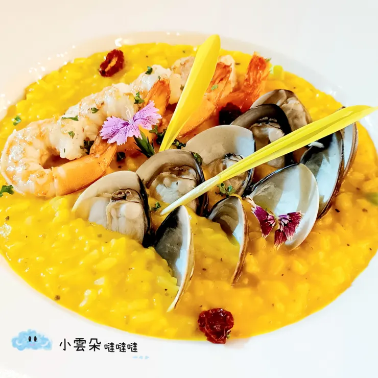 香煎鮮蝦.蛤蜊南瓜奶油起司燉飯