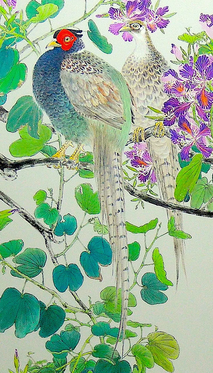 〈紫荊花開〉局部－雉雞