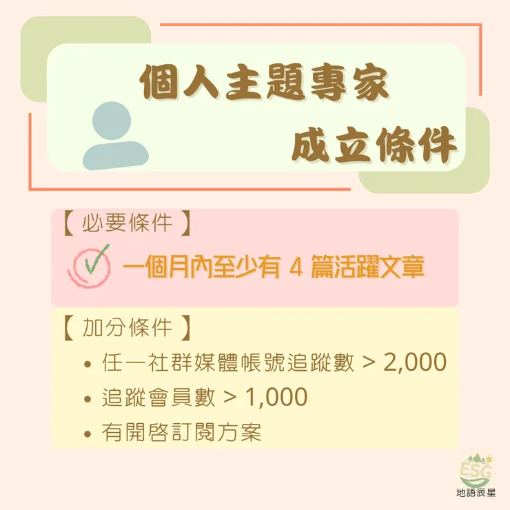 成為個人主題專家條件