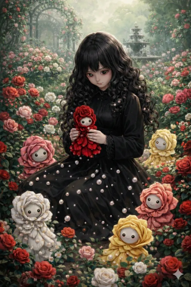 請ChatGpt幫我生成圖片，然後用Gemine修改眼睛的部分，但還是有點怪怪的。(玫瑰女王的孤獨少女時期)