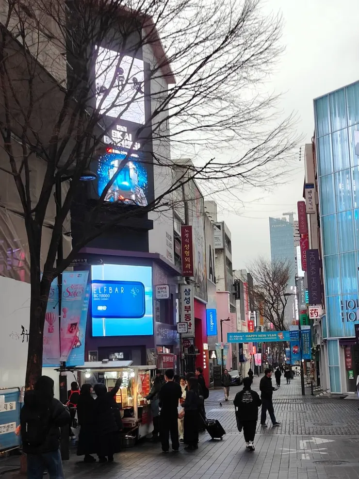 氣溫驟降 - 這才是我原本想像的首爾冬季，寒冷的空氣伴著灰色的天空