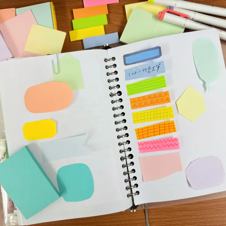 雖然市面上有賣特殊形狀的便利貼，但是我喜歡自己剪，因為可以用喜歡的顏色，不受限制