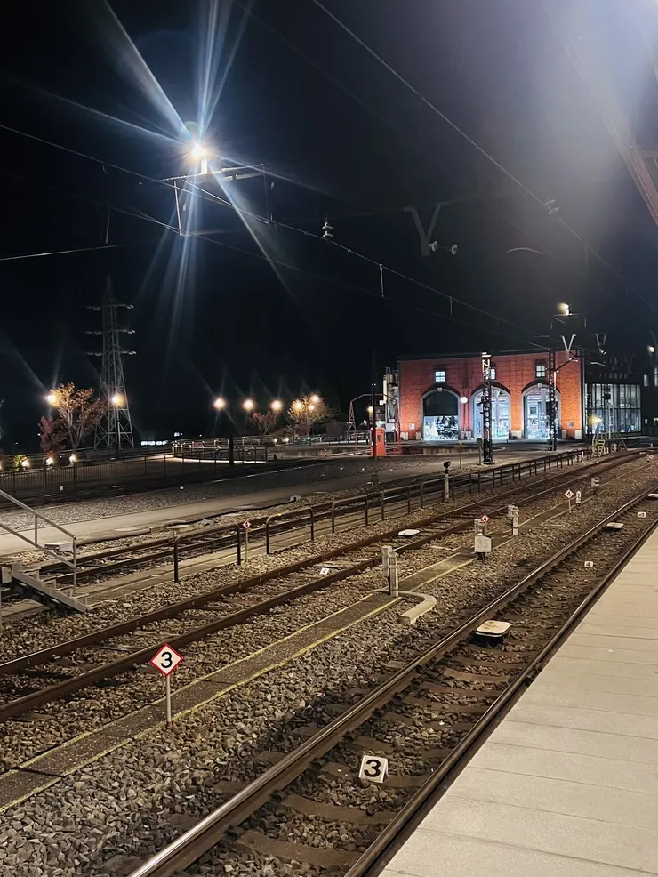 月台上看見SL大樹的停車廠(?)，真的很像無限列車畫面，感覺下一秒就會聽到大哥的"污螞蟻!"