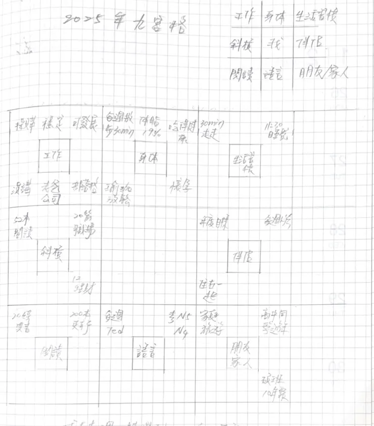 2025 年的曼陀羅九宮格