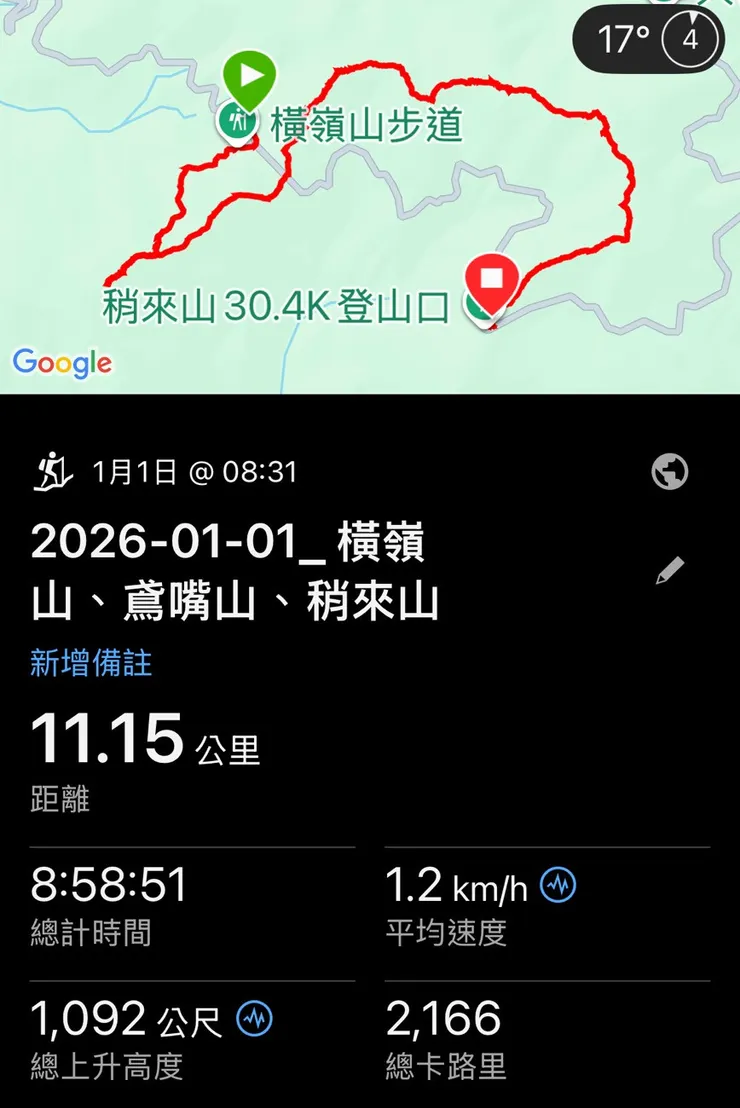完登元旦首登橫鳶稍縱走