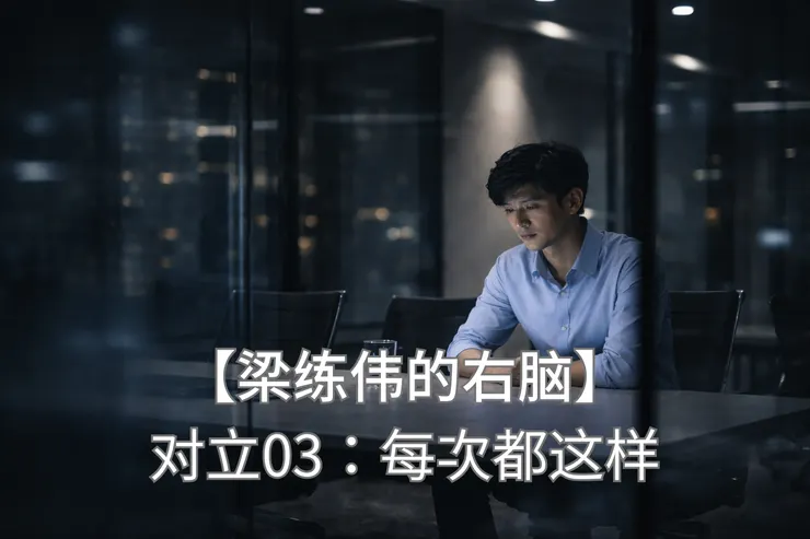 梁练伟独坐会议室被玻璃外视角观察