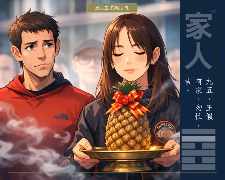 家人九五，有承擔的大人，將各單位連結，虔誠舉行儀式，共襄盛舉，大家安心，一切會有最好的安排。（漢克設計，AI生成圖）