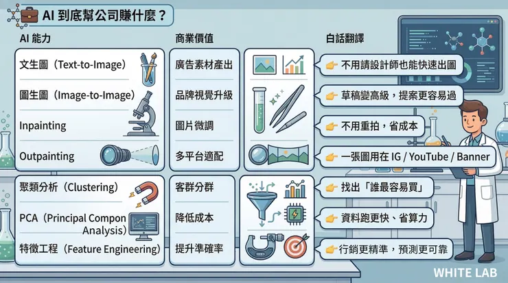 ai商業應用總整理-文生圖-聚類分析-pca-white-lab