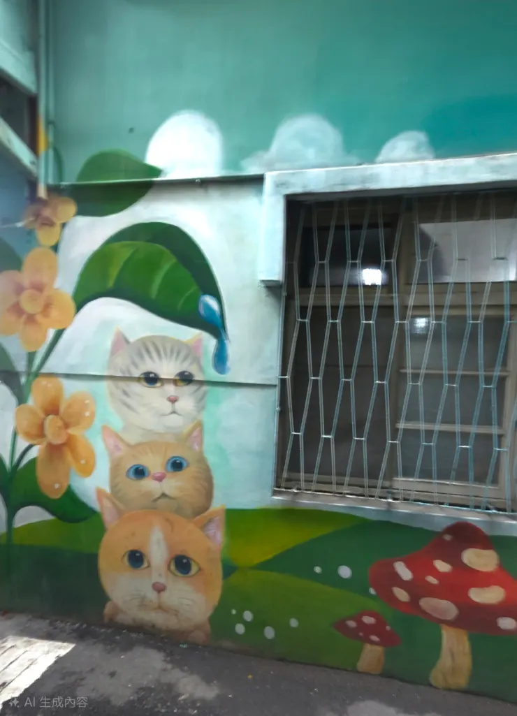 便衣警察三花：三隻貓疊羅漢躲在葉子下面，其實這才是這條街真正的卧街底——「三花幫」：我們也看見了！