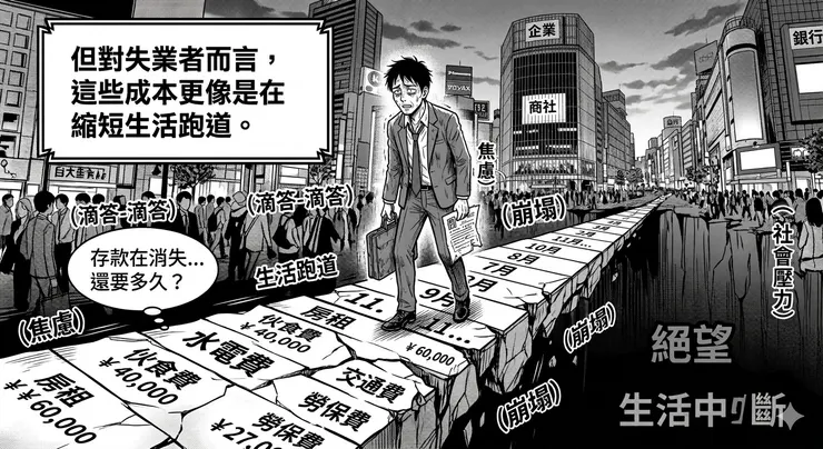 但對失業者而言，這些成本更像是在縮短生活跑道。