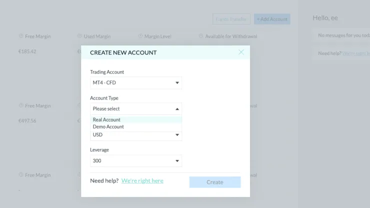 Set preference at markets.com