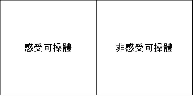 ①模型◫＝感受可操體∪非感受可操體，且感受可操體∩非感受可操體＝∅